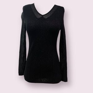 Black sparkly sweater with knit see through sleeves